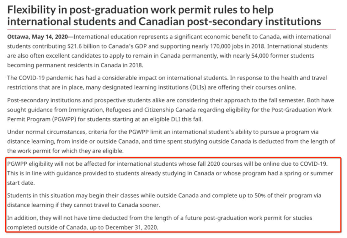 flexibilty in post-graduation work permit