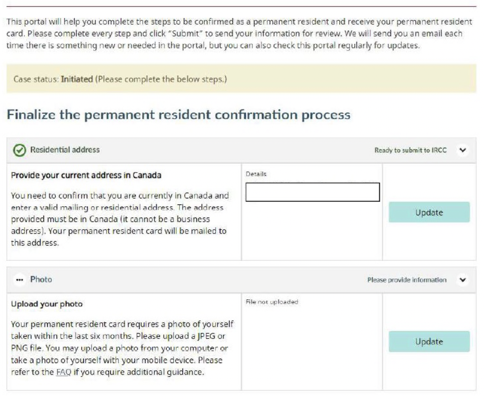 Permanent residence confirmation portal